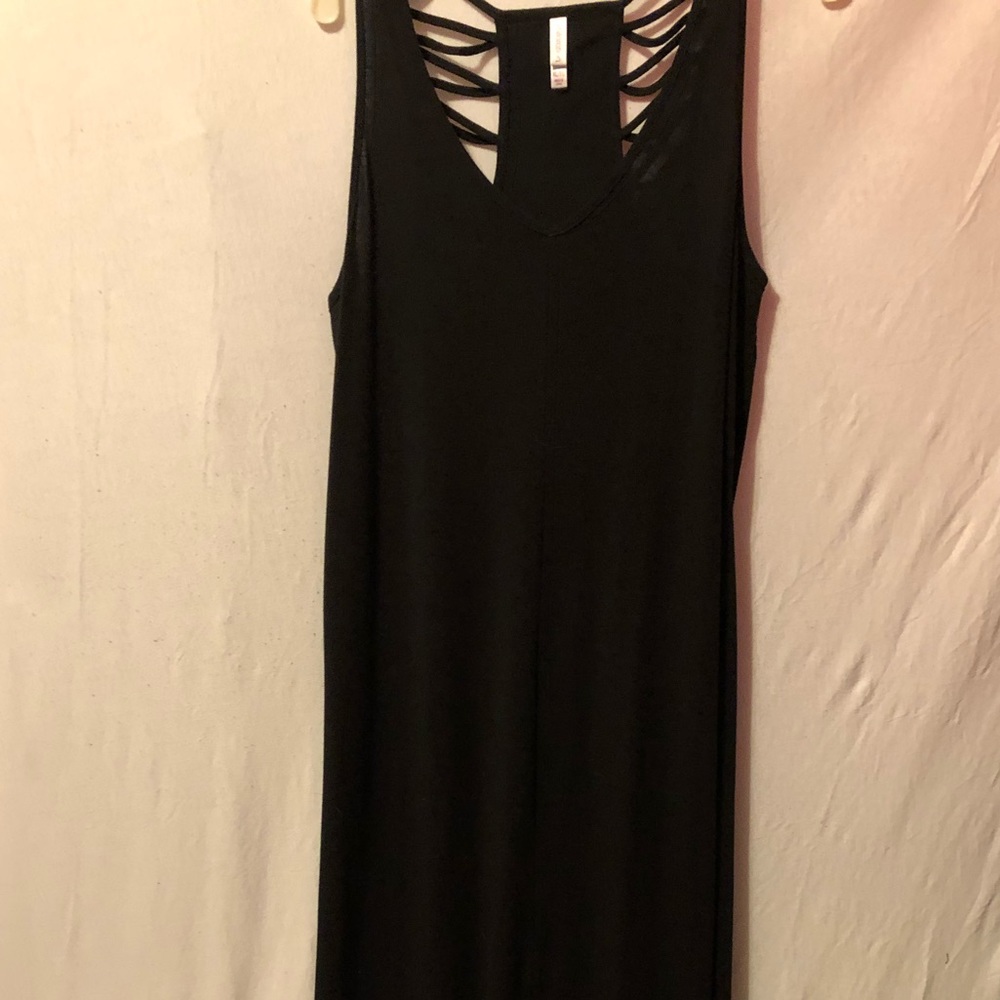 Long black maxi dress with back cutouts